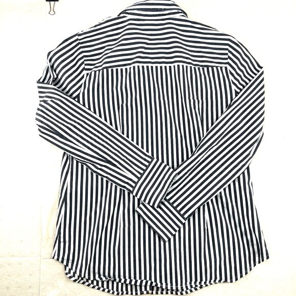 Worthington Blak White Striped Button Down Shirt Womens Size M - Picture 10 of 10